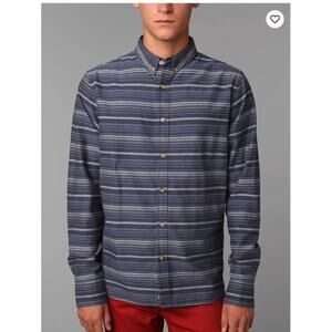 Penfield McKay Stripe Button Down Shirt Blue Long Sleeve Mens Small